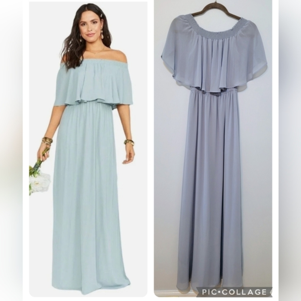 Show Me Your MuMu Hacienda Maxi Dress, Blue Grey Size S Bridesmaid Flowy Neutral